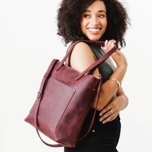 Portland Leather Goods Crossbody Tote in Merlot